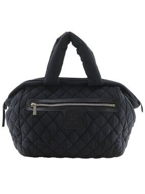 Chanel Coco Cocoon Quilted Nylon Black Boston Bag
